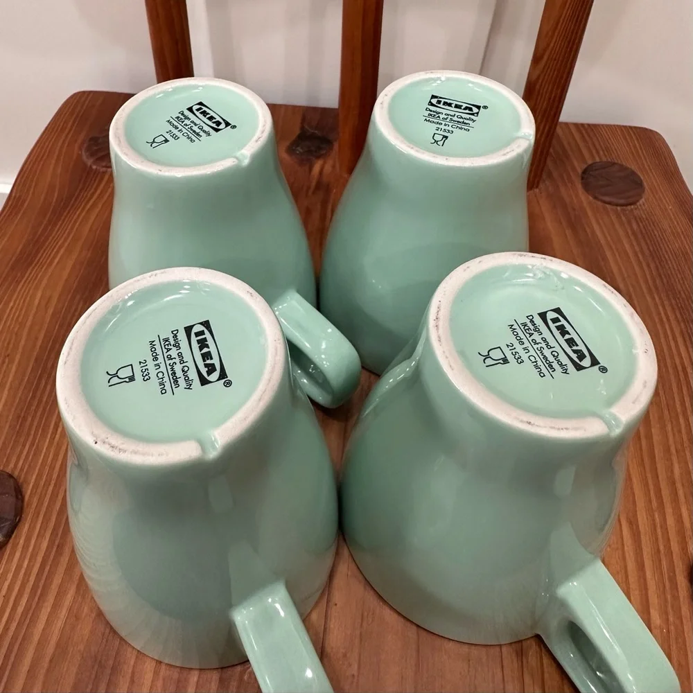 Set of 4 IKEA FARGRIK  Sea Foam Mug Cups Coffee Tea Cup